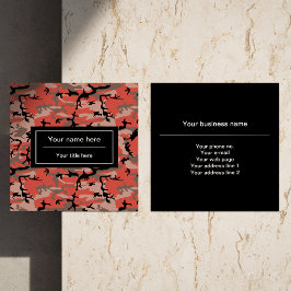 赤と茶色の迷彩、軍隊、陸軍 スクエア名刺