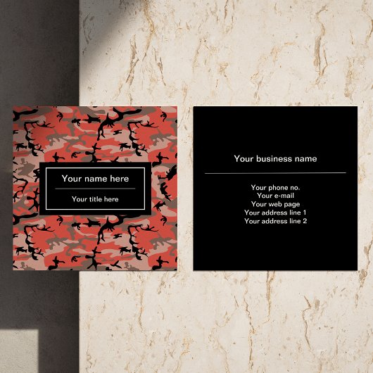 赤と茶色の迷彩、軍隊、陸軍 スクエア名刺