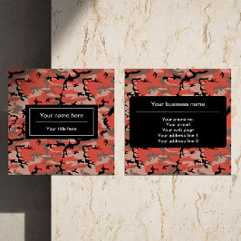 赤と茶色の迷彩、軍隊、陸軍 スクエア名刺