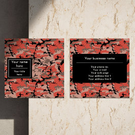 赤と茶色の迷彩、軍隊、陸軍 スクエア名刺