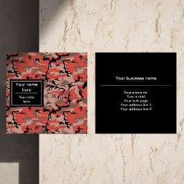 赤と茶色の迷彩、軍隊、陸軍 スクエア名刺