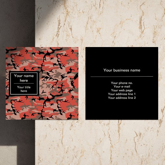 赤と茶色の迷彩、軍隊、陸軍 スクエア名刺