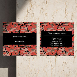 赤と茶色の迷彩、軍隊、陸軍 スクエア名刺