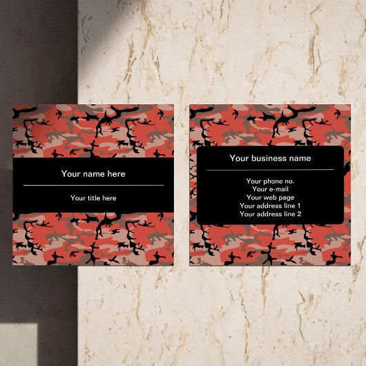 赤と茶色の迷彩、軍隊、陸軍 スクエア名刺