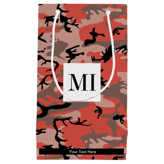 赤と茶色の迷彩、軍隊、陸軍 スモールペーパーバッグ (正面)