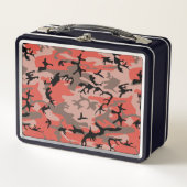 赤と茶色の迷彩、軍隊、陸軍 メタルランチボックス (正面)