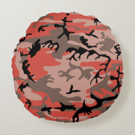 赤と茶色の迷彩、軍隊、陸軍 ラウンドクッション