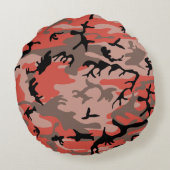 赤と茶色の迷彩、軍隊、陸軍 ラウンドクッション (裏面)