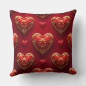 赤と華美金ゴールドのバレンタインの愛ハート クッション (裏面)