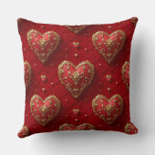 赤と華美金ゴールドのバレンタインの愛ハート クッション (裏面)