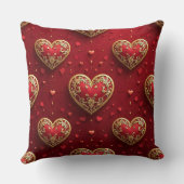 赤と華美金ゴールドのバレンタインの愛ハート クッション (裏面)