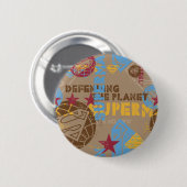 赤と薄い青の日焼け 缶バッジ (正面&裏面)