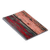 赤と赤の古い木色彩の鮮やかのフェンスのテクスチャ ノートブック (右側)