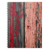 赤と赤の古い木色彩の鮮やかのフェンスのテクスチャ ノートブック (正面)
