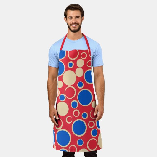 赤と赤の点 エプロン (着用した状態)