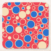 赤と赤の点 スクエアペーパーコースター (正面)