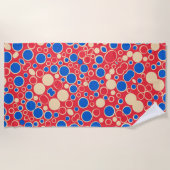 赤と赤の点 ビーチタオル (正面)