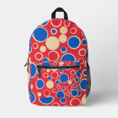 赤と赤の点 プリントバックパック (正面)