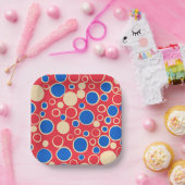 赤と赤の点 ペーパープレート (パーティー)