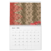 赤と赤を特徴とす鮮やかる精巧なモチーフ カレンダー (3月 2026)