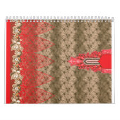 赤と赤を特徴とす鮮やかる精巧なモチーフ カレンダー (カバー)