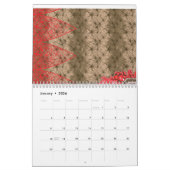 赤と赤を特徴とす鮮やかる精巧なモチーフ カレンダー (1月 2026)