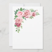 赤と赤面ピンクローゼズガーデンバースデーパーティー 招待状 (裏面)