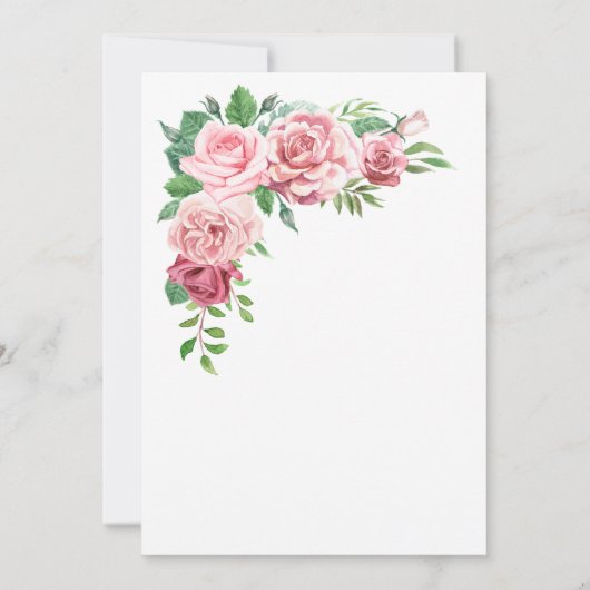 赤と赤面ピンクローゼズガーデンバースデーパーティー 招待状 (裏面)