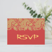 赤と金のインドのダマスク RSVP (スタンド正面)