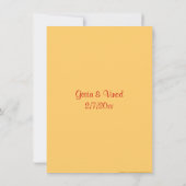 赤と金のインドの結婚式 招待状 (裏面)