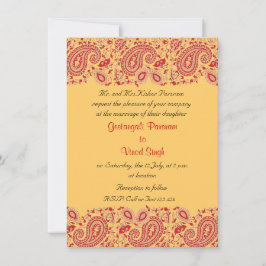 赤と金のインドの結婚式 招待状