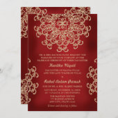 赤と金のインドスタイルの結婚式招待状 招待状 (正面/裏面)