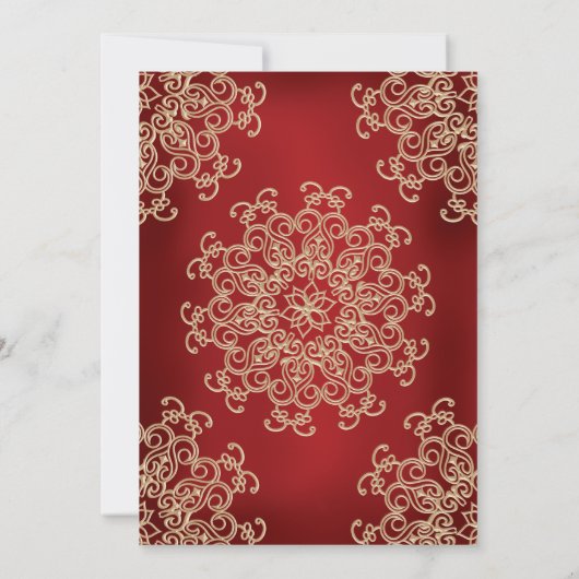 赤と金のインドスタイルの結婚式招待状 招待状 (裏面)
