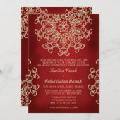 赤と金のインドスタイルの結婚式招待状 招待状 (正面/裏面)