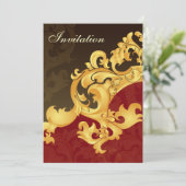 赤と金のエレガントなウェディング招待状 招待状 (スタンド正面)