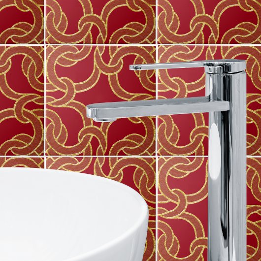 赤と金のエレガントなケルトノットシームレスパターンタイル タイル