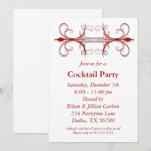 赤と金のカクテルパーティー招待状 招待状 (正面/裏面)