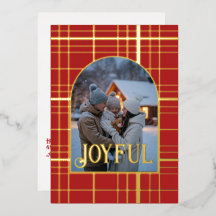 赤と金のギンガム柄のクリスマスホリデー写真