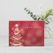 赤と金のクリスマスウェディングお礼メモ サンキューカード (スタンド正面)