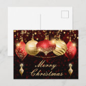 赤と金のクリスマスオーナメント シーズンポストカード (正面/裏面)