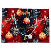 赤と金のクリスマスギフトバッグ フェスティブ ラージペーパーバッグ (裏面)