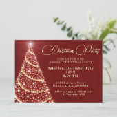 赤と金のクリスマスツリーオーナメントパーティー 招待状 (スタンド正面)