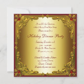 赤と金のクリスマスホリデー カクテルディナー 招待状 (裏面)