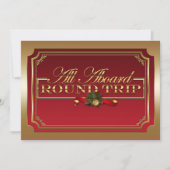 赤と金のクリスマス列車パーティーに全員乗車！ 招待状 (正面)