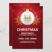 赤と金のクリスマス招待状、クリスマスイブ 招待状 (正面/裏面)