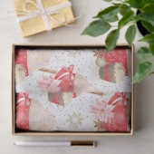 赤と金のクリスマス ココア デザート パターン 薄葉紙 (ギフト)