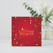 赤と金のクリスマス(名前を入れて)フラット カード (スタンド正面)