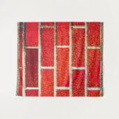 赤と金のグリッターれんがのお祭りクリスマスホリデー タペストリー (正面(横))