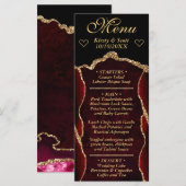 赤と金のグリッターアゲート大理石の結婚式 メニュー (正面/裏面)