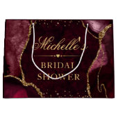 赤と金のグリッター マーブル アゲート  ブライズシャワー ラージペーパーバッグ (正面)